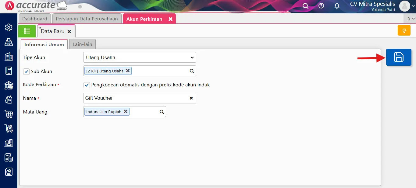mencatat penjualan gift voucher